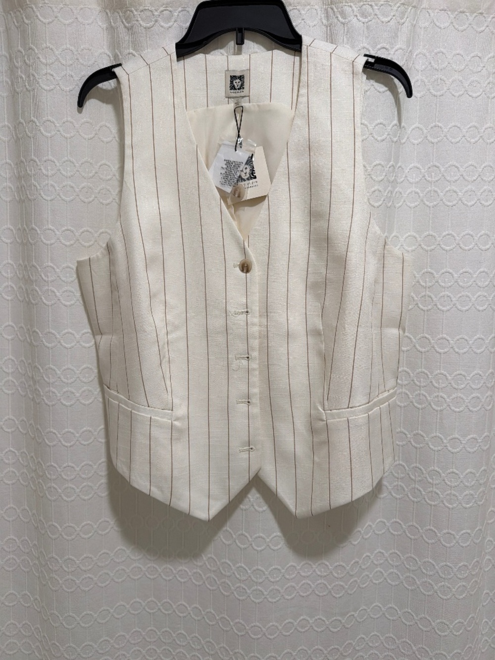 Pinstripe vest size 12 tan and cream